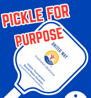 Pickleball Paddle with Ball with United Way name Tournament Description